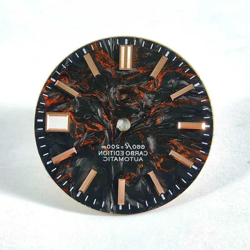 Dial NH35 Carbon Fiber Dial 28.5mm Lava Parts Custom Rose Gold Red Green Colorful S2610164SW9