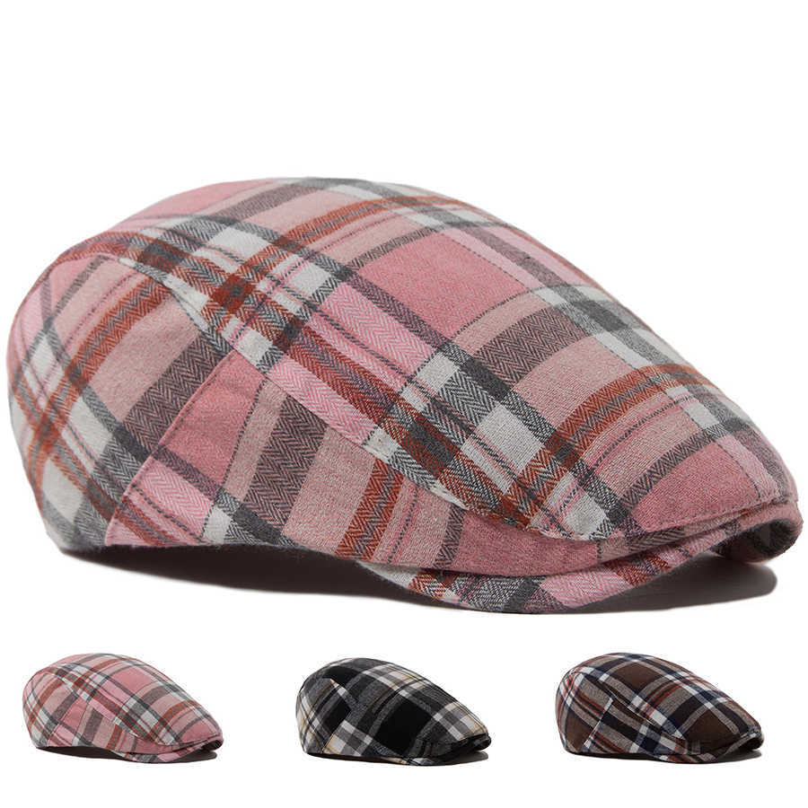 Plaid Thin Herringbone Beret Summer Men Womens Vintage Fashion Visor Caps Female Newsboy Cap Casual Flat Hat For Spring Autumn SBLYS261016N5O8
