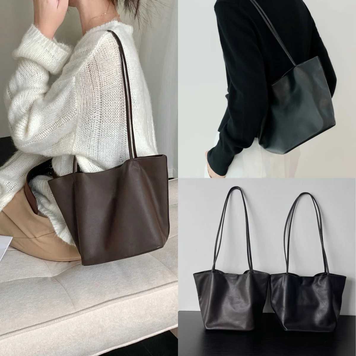 Cross Body New Top-grain Sheepskin Women Hobo Underarm Bag Simple Fashion Tote Bag Genuine Leather Relaxed-style Korean-style Shoulder Bag H261016