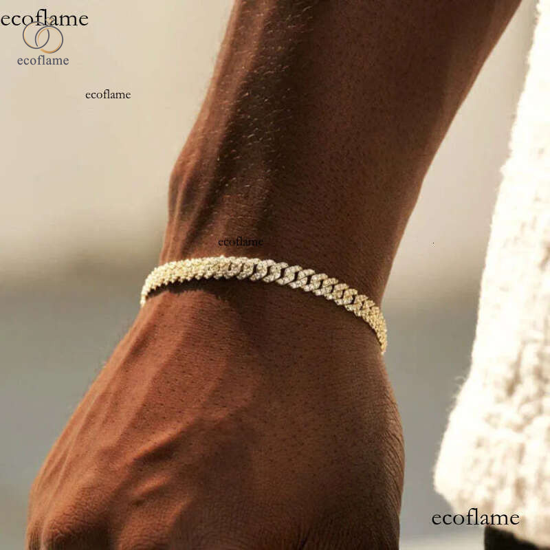 White Gold Sterling Sier VVS Moissanite Dia Cuban Link Chain Bracelet Iced Out Mossanite Jewelry For Men Women