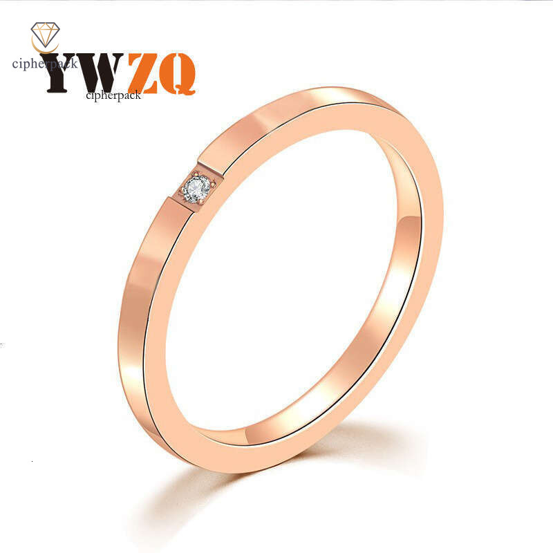 Single Simple Rose Gold Titanium Ring Couple's 925 Sterling Silver 18K Gold Matching Rings Fine Jewelry with One Diamond