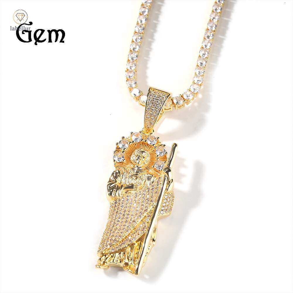 Classic Fashion Retro Portrait Pendant Moissanite Jewelry Hip Hop New Style Silver Inlaid Moissanite Trendy Exaggerated Men's Necklace Wholesal