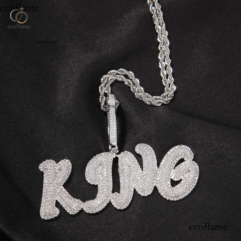 Custom Letters Name Pendant Necklace Charm Bling Iced Out Zircon Real Gold Plated For Men Women Jewelry