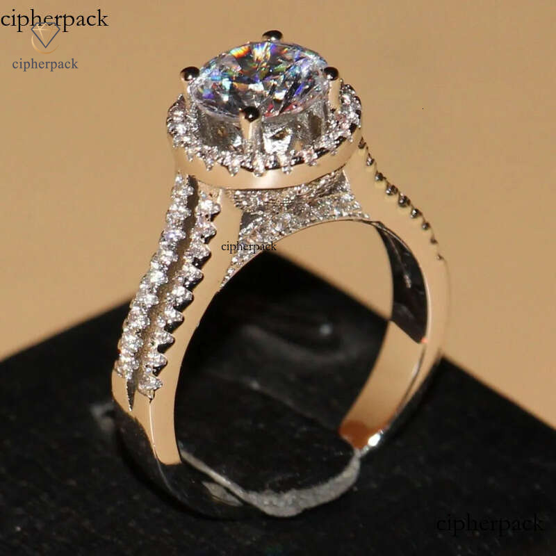 Victoria Wieck Pave setting Vintage Jewelry Sterling sier Round Topaz Simulated Dia Wedding Engagemet Rings for Women Size 5-11