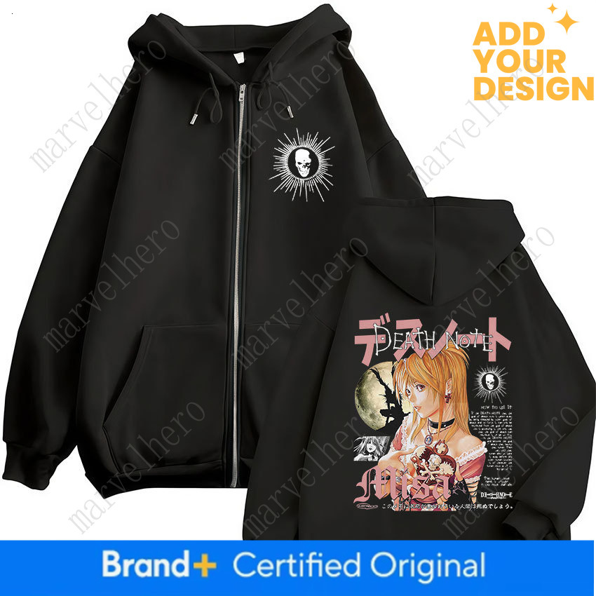 Japanese Anime Death Note Misa Zipper Hoodies Men Women Clothing Fashion Hip Hop Long Sleeves Zip Up Hooded Sweatshirts Jackets