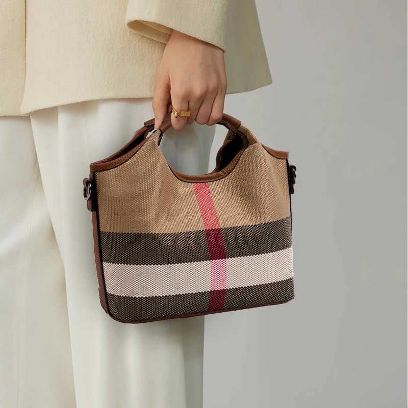 Shoulder Bags Aidrani Plaid Canvas Cowhide Crossbody Bag Detachable Adjustable Shoulder Strap Mini Handbag For Women Daily Travel H261016