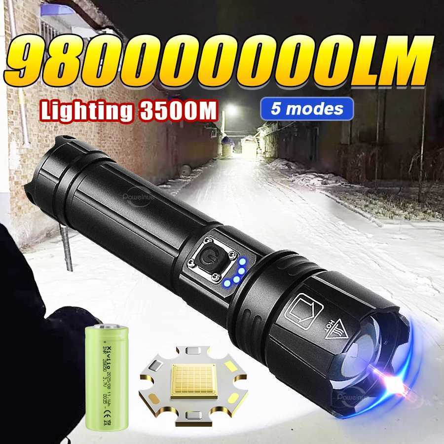 Flashlights 2026 NEW 98000000LM High Power D Flashlights Strong Light 3500M Torch Light Rechargeab Portab Lamp Outdoor Cam LanternT261016