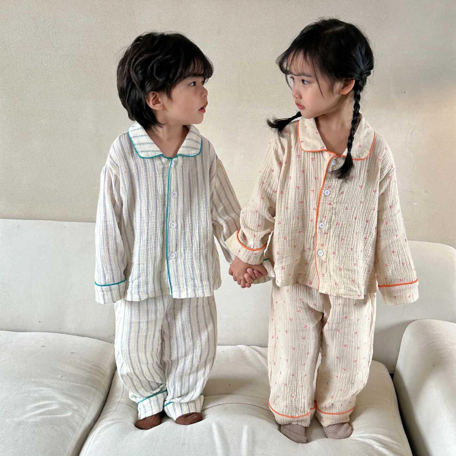 Pajamas Autumn Spring Children Pajamas Sets Long Sle Tops Pants 2PCS Striped ry Printed Toddlers Kids Spwear OutfitsW261019
