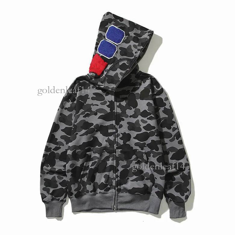 ape hoodie Designer Shark Hoody Classic Full Zip Up Outerwear High Quality Mens Womens Fashion Camouflage Print Single Cap Hoodie Hot Sale bathing A