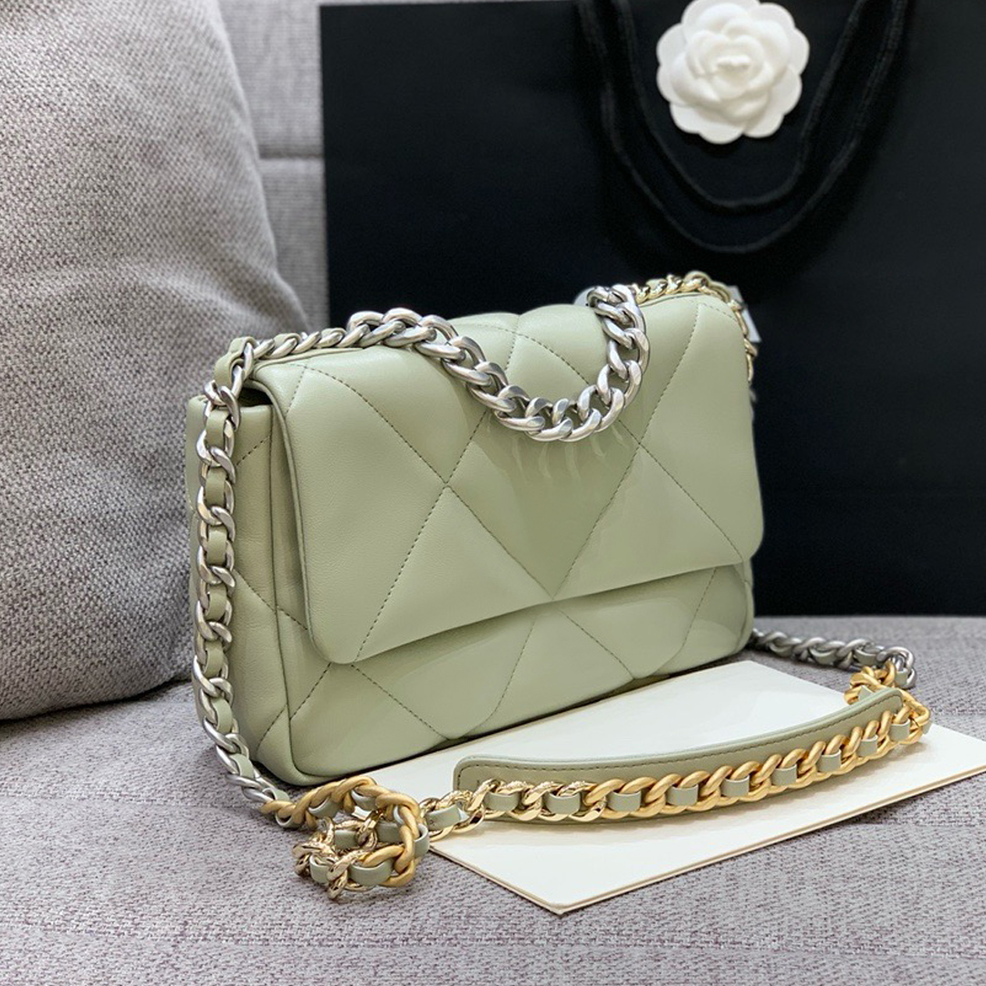 12A 19bag Women Diamond Quilted Flap Shoulder Bag Soft Lambskin Leather Mixed Metal Chain Crossbody Handbag Large Capacity Ladies Daily Purse Multip