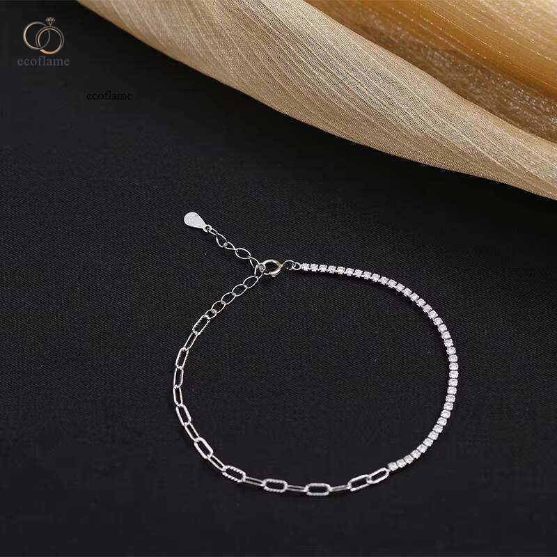Women's moissanite Jewelry CZ Stone Pure Sier Tennis Chain Bracelet