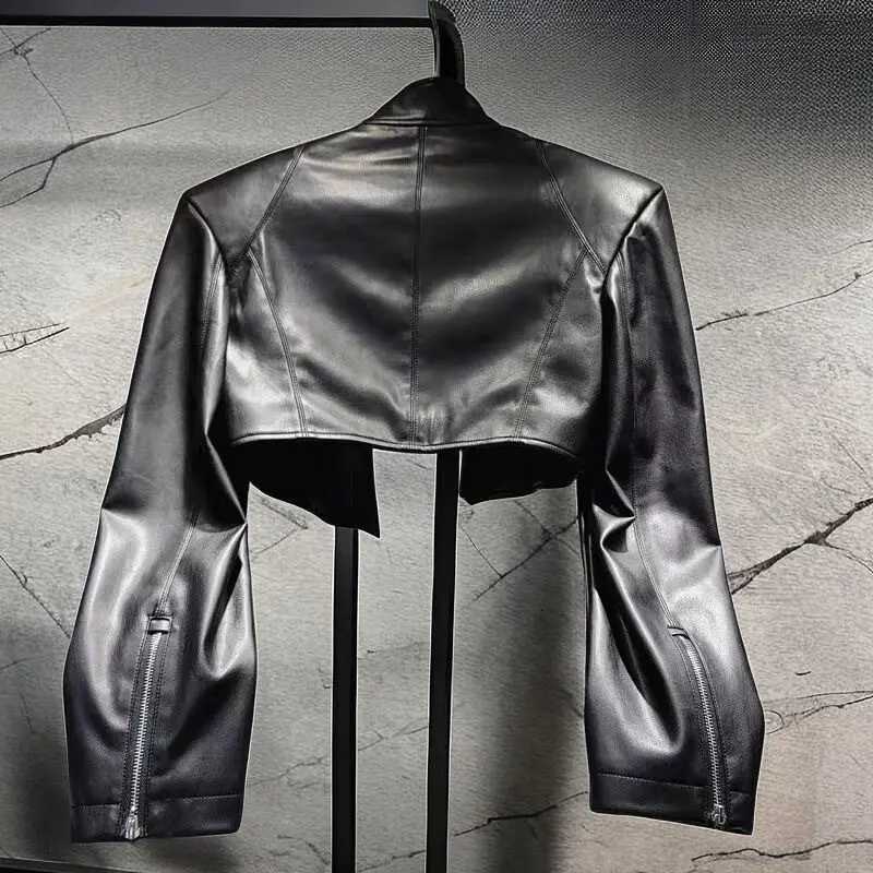 Women Men's Jackets Black Y2k Cropped PU Leather Jacket Stand Collar Zipper Decor Streetwear Casual Short Moto Biker Coat Outwear Fashion 2026