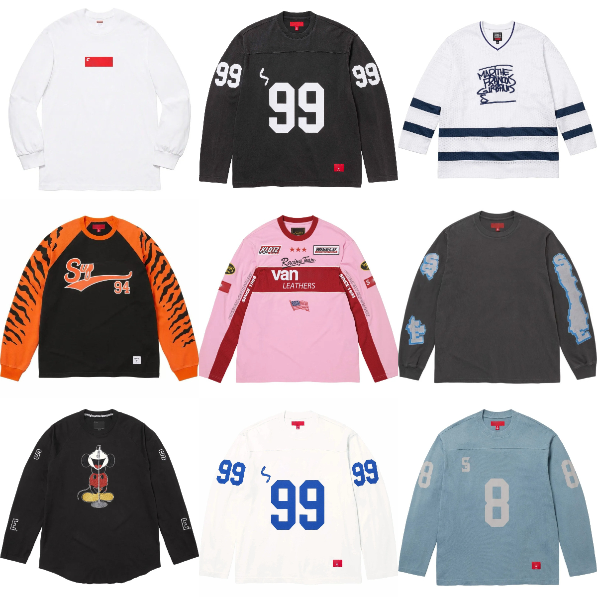 Embroidered Graphic Football T Shirt Men's Long Sleeve Retro Hip Hop High Quality Versatile Streetwear Designer Tees