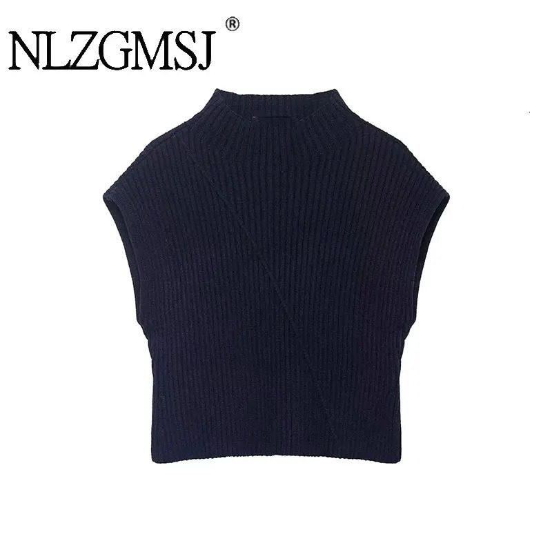NLZGMSJ 2026 Spring Women Vest Solid ONeck Sleeveless Knitted Short Sweaters Fashion Female Tops 261009