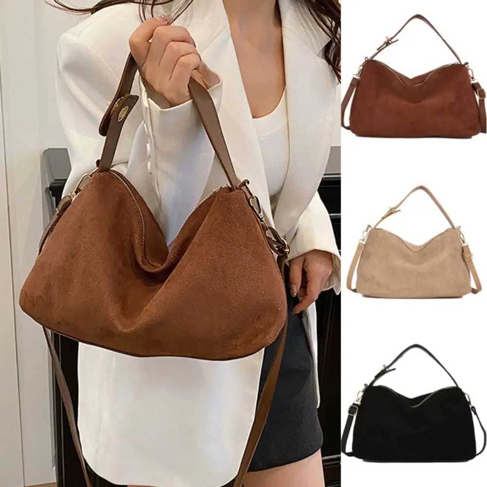 Totes Waterproof Large Capacity Suede Shoulder Bag Solid Color Fashion Hobo Bag Korean Style Handbag Ladies Crossbody Bag Travel X261016