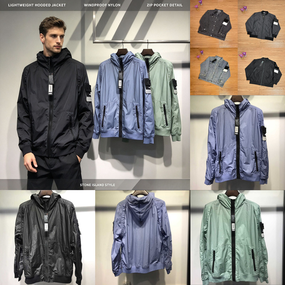 Men's designer jacket hoodie Pocket Stones Jacket Long Sleeve Zipper Badges Men Casual Coat Windbreaker Embrodiery Mens Shirts Cpfm Jackets fas