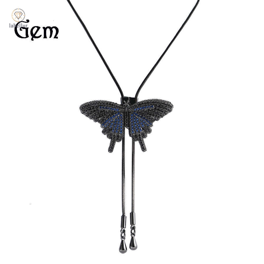 Moissanite Jewelry Creative New Mini Sweater Chain Trendy Hip Hop Niche Silver Inlaid VVS Moissanite Butterfly Necklace Wholesale 2