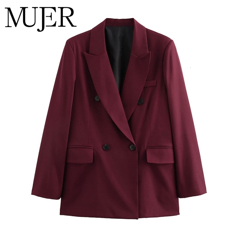 MUJER Straight Womens Blazers Office Long Blazer Woman Sleeve Oversized for Women Outerwears Vintage Coats 261015