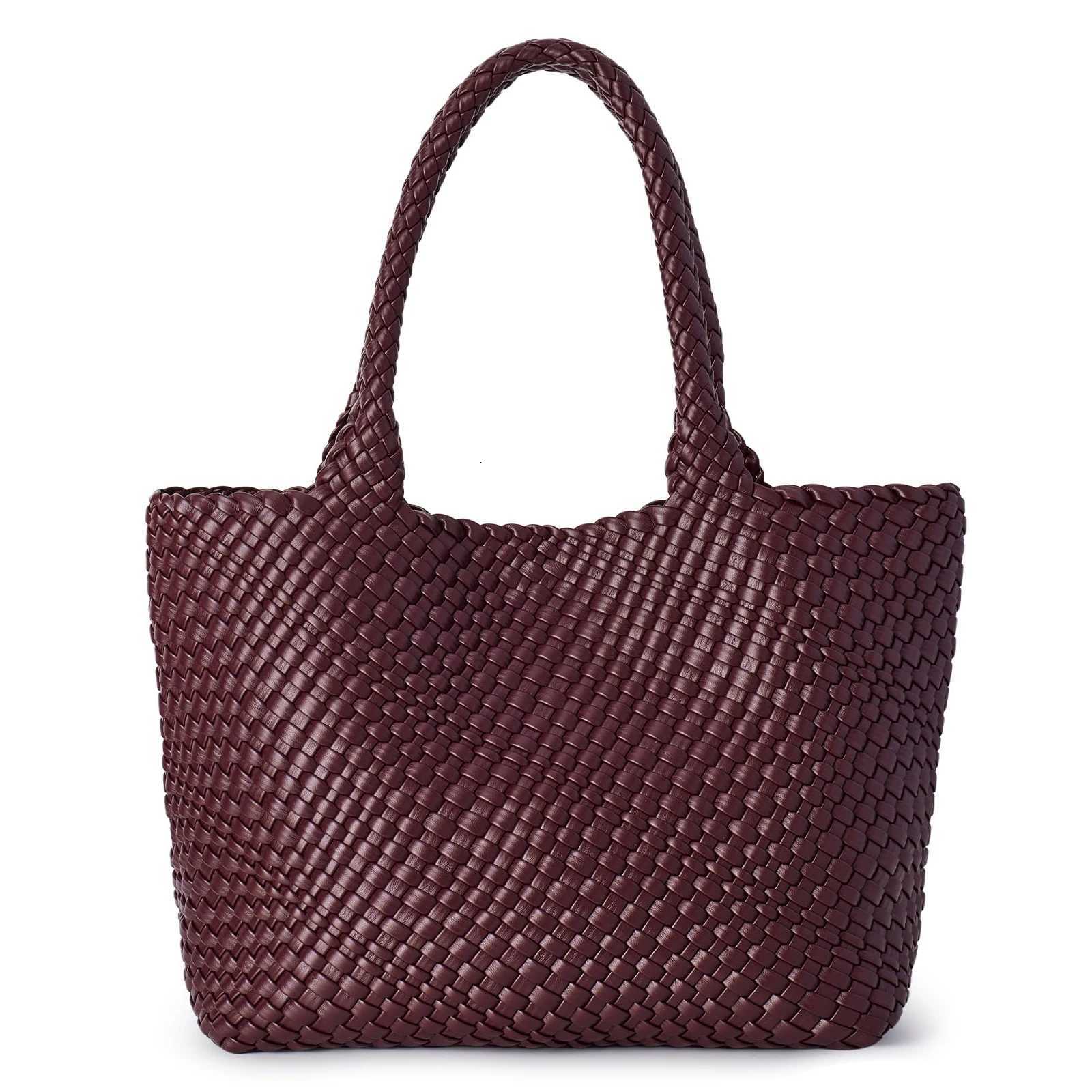Shoulder Bags Woven Tote Bag for Women Soft Vegan Leather Hand-Woven Tote Handbag Underarm Bag with Purse Beach Shoulder Bags X261016