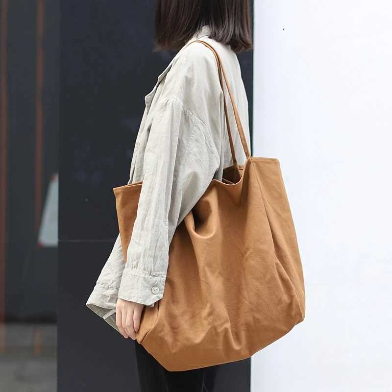 Evening Bags Ins Large Capacity Canvas Tote Bag Commuting Shopping Bag Fabric Bag Solid Color Tote Bag Lazy Style H261016