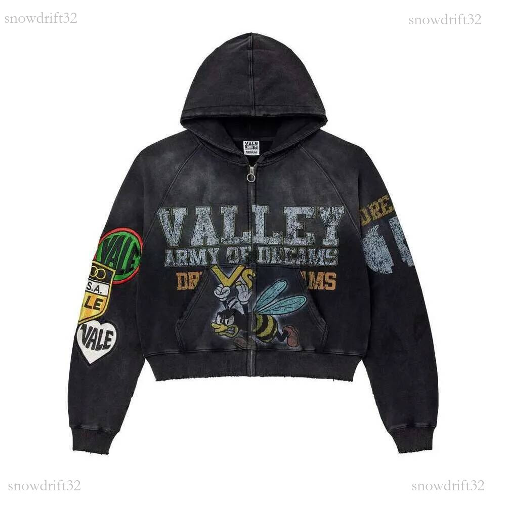 valleylys Hoodie Designer Hip Hop Gothic Style Y2k Graphic Zip Up valleylys With Diamonds Couple Sweatshirt Retro Camouflage Print Zipper Jacket 0a8