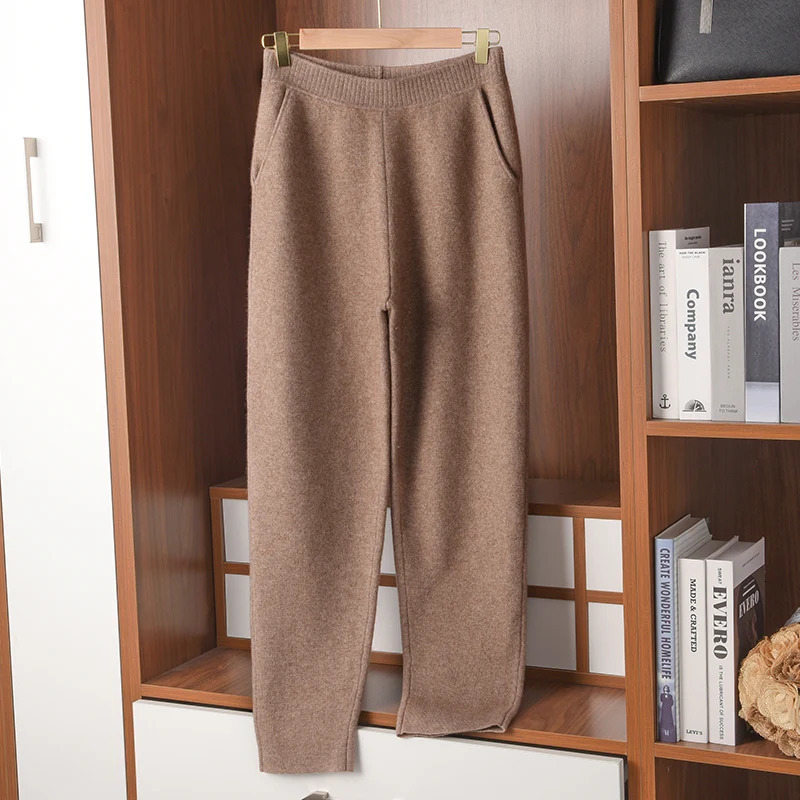 Foreign style versatile cashmere knitted pants for women Korean version casual slimming wool radish pants Harlan pants 261015