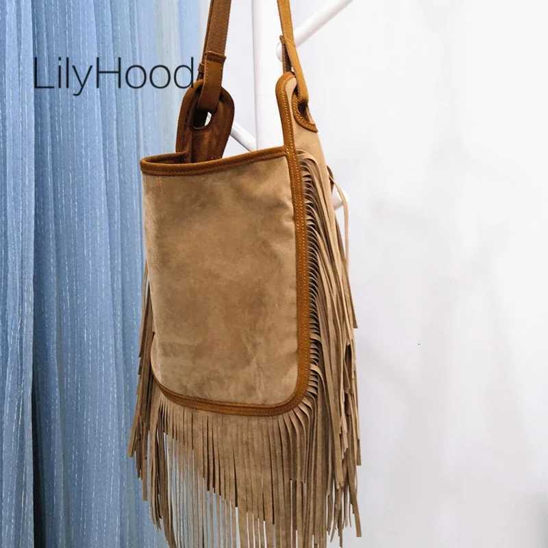 Totes Women Fashion Leather Fringes Hobo Shoulder Bag 2026 Female Casual Suede Big Capacity Tassel Gypsy Hippie Boho Ibiza Slouchy Bag X261016