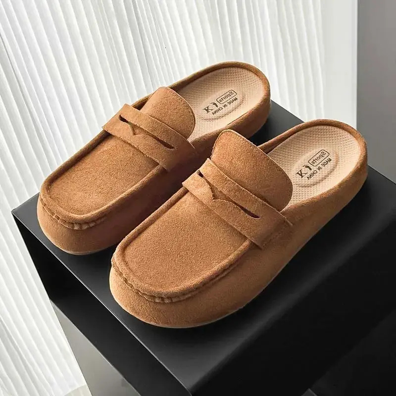 Women Casual Shoes 2026 New Retro Faux Suede female sneakers Backless Loafer Mules Free Shipping Thick Platform Slip On Flat Shoes Ladies Daily Stre