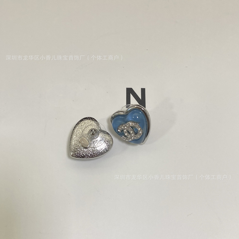 Designer Jewelry Classic glass necklace for women, blue collarbone chain, heart-shaped earrings, trendy
