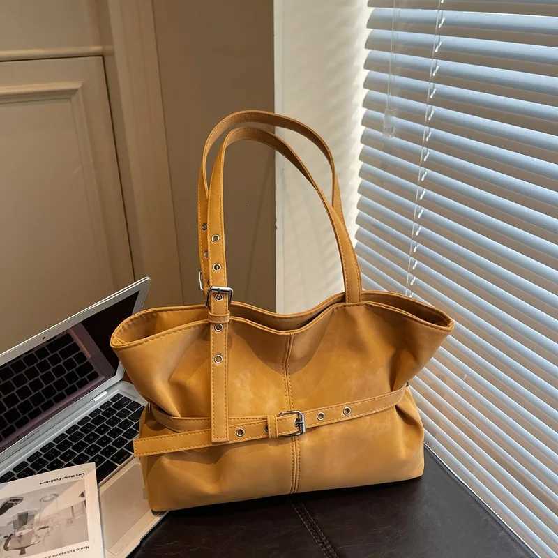 Totes Vintage Large Nubuck Leather Tote Bags Lady Shoulder Bag for Women 2025 Winter New Korean Fashion Y2K Retro Handbags and Purses X261016