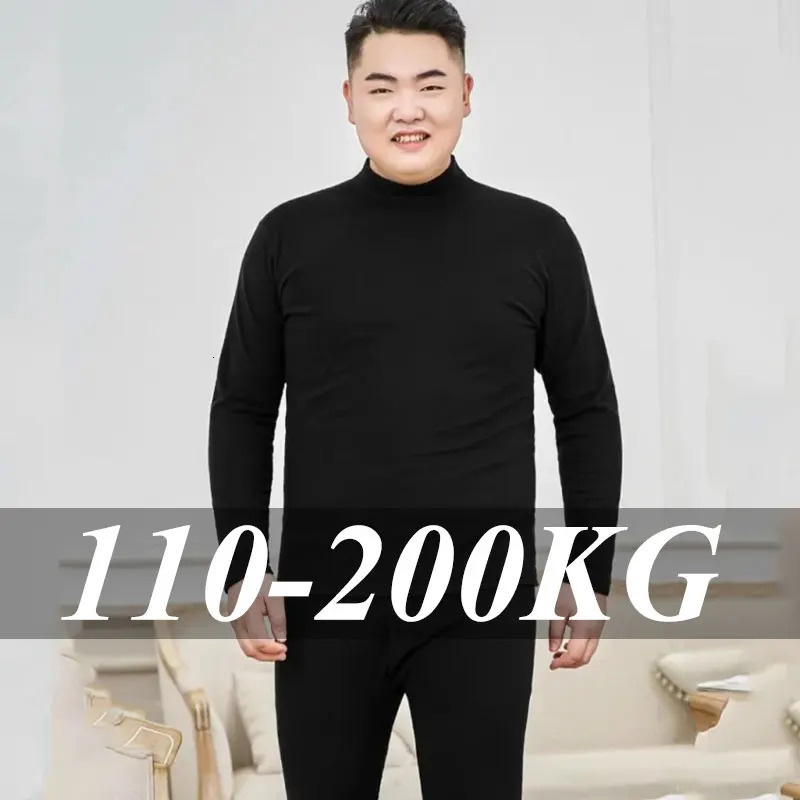 Autumn Winter Plus Size Men's Underwear Set 6XL 7XL Soft Comfortable Warm with Thickened Plush Top Pants Male Thermal Clothing 261012
