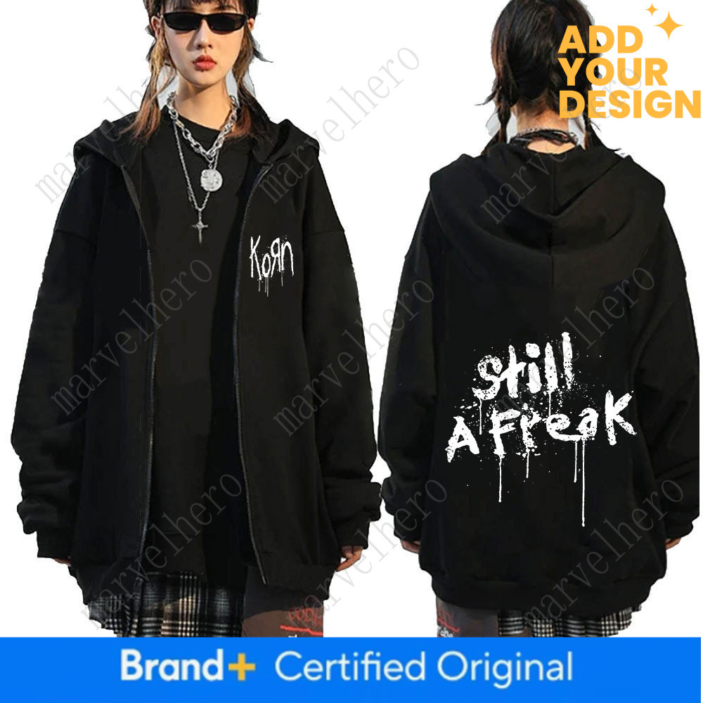 Korn Music Concert Rock Band WORLD TOUR Zipper Hoodie Men Vintage Metal Gothic Oversized Zip Up Sweatshirt Punk Hip Hop Hoodies