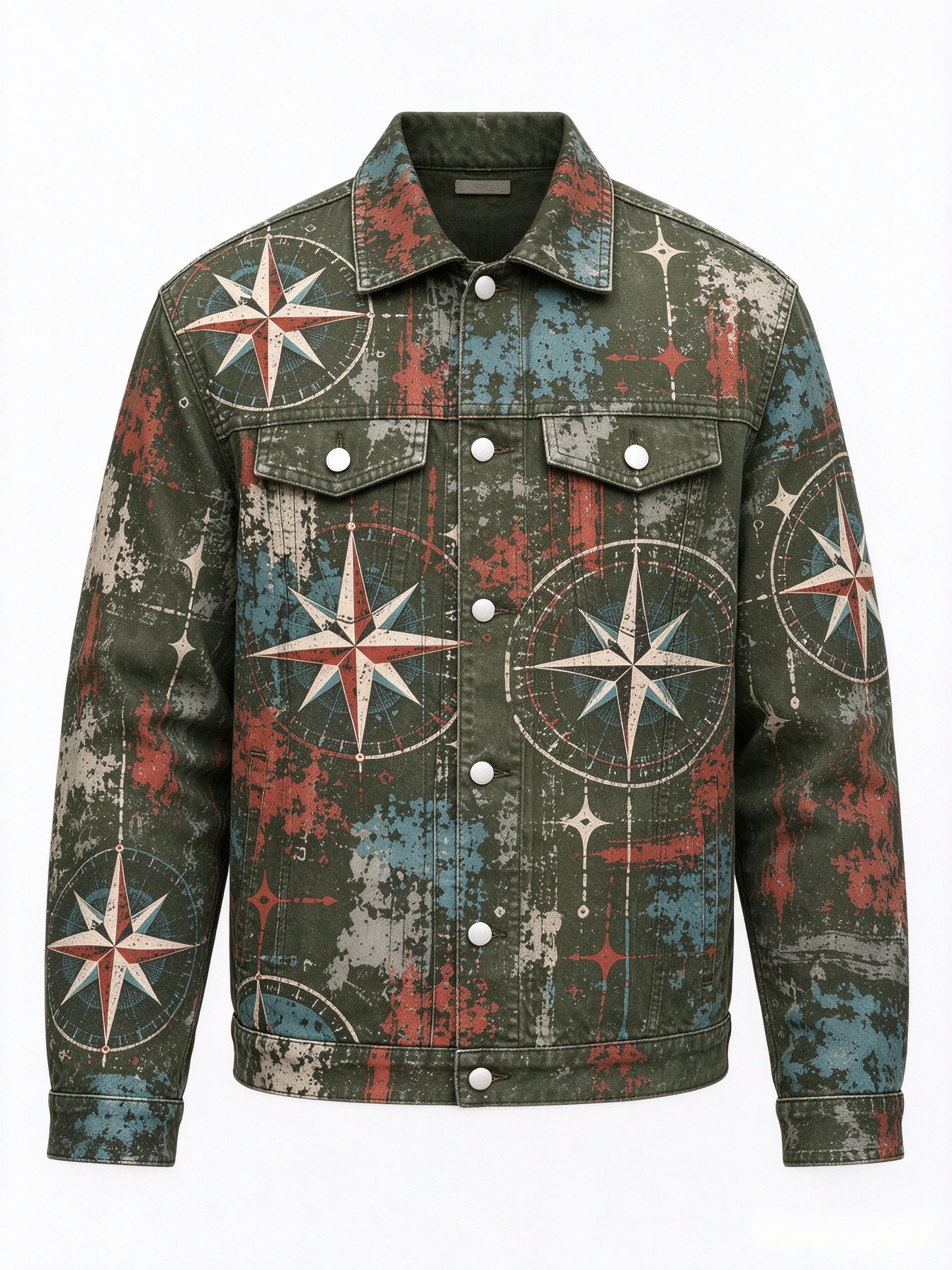 Men's Denim Jacket Loose Fit Fur Collar Casual Outerwear Luxury Quality High End Design Horse Print Splatter Graphic Daily Wear Long Sleeve Str