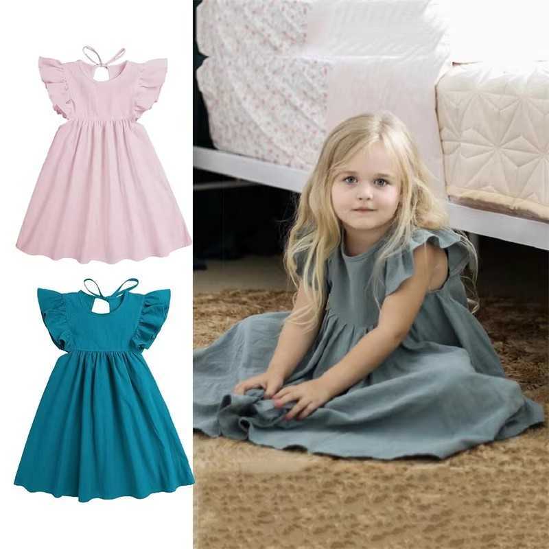 Dresses Baby Linen Cotton Summer Girls Clothes Rules White Princess Dress 1st Birthday Party for 0-6Y Flower Girls Clothing S2610160CQ8