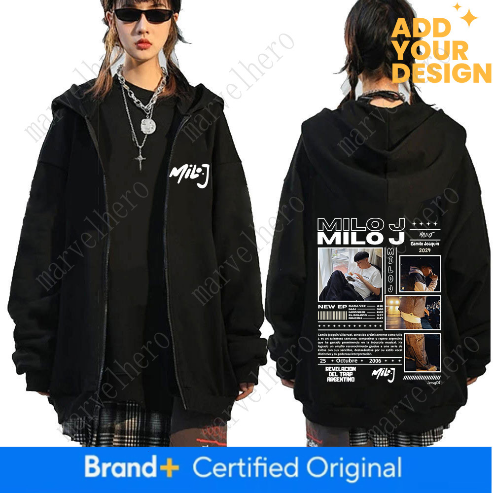 Rapper Milo J Album Merch Zipper Hoodies Men S Women Clothing Vintage Hip Hop Zip Up Hooded Sweatshirts Casual Loose Jackets