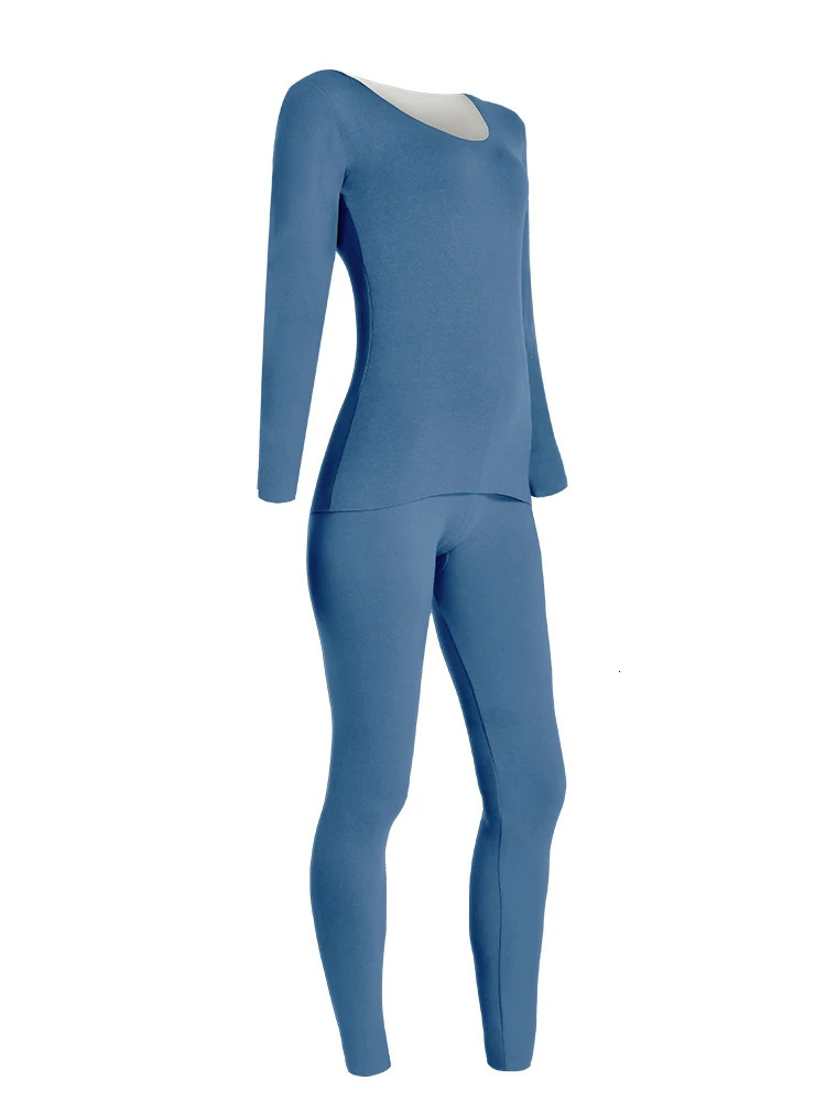 Women's Thermal Underwear Set Seamless FleeceLined Thickened Top and Bottom Layering Wear for Cold Protection in Autumn Winter 261012
