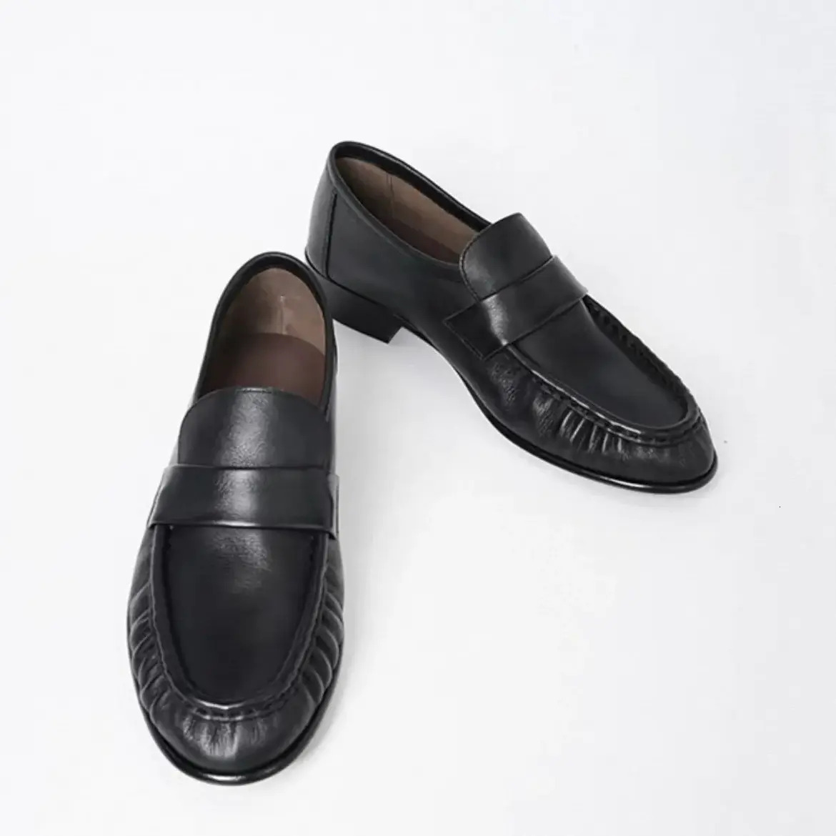 Men Shoes Fashionable Women Black Croc Breathable Embossed Leather Penny Loafers Footwear