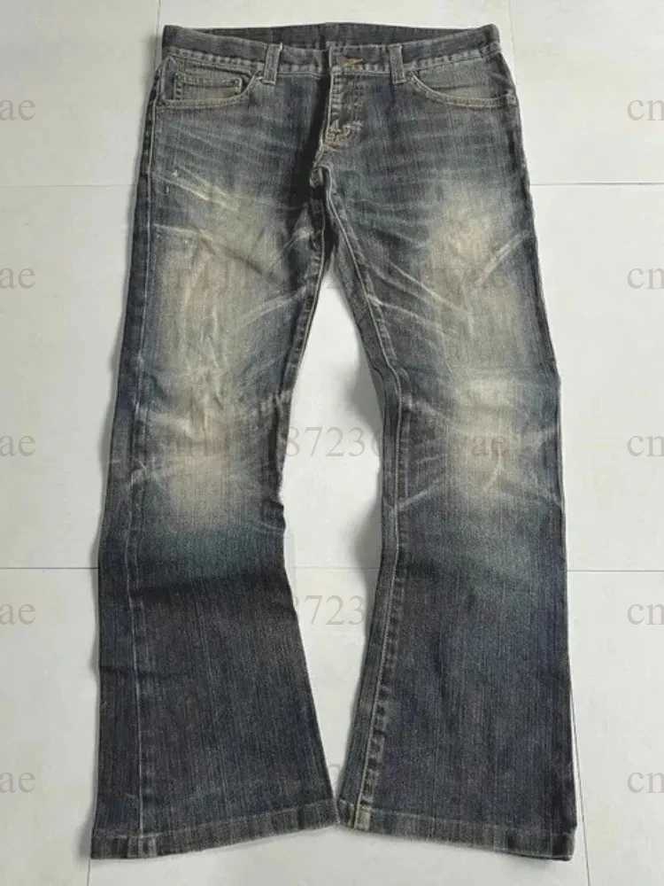 Men's Jeans Vintage Y2k Jeans Women Man Distressed Flared Jeans Faded Washed Streetwear Boyfriend Style Washed Denim Casual PantsT261016