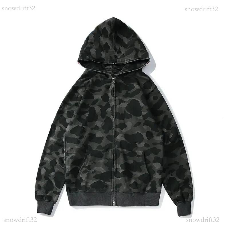 Shark jacket Fashion Casual Camouflage Printed bathing App Hoodies Jacket Men Women Spring Autumn Loose Couple Sleeve Zipper Trendy Bathing Ape Hood