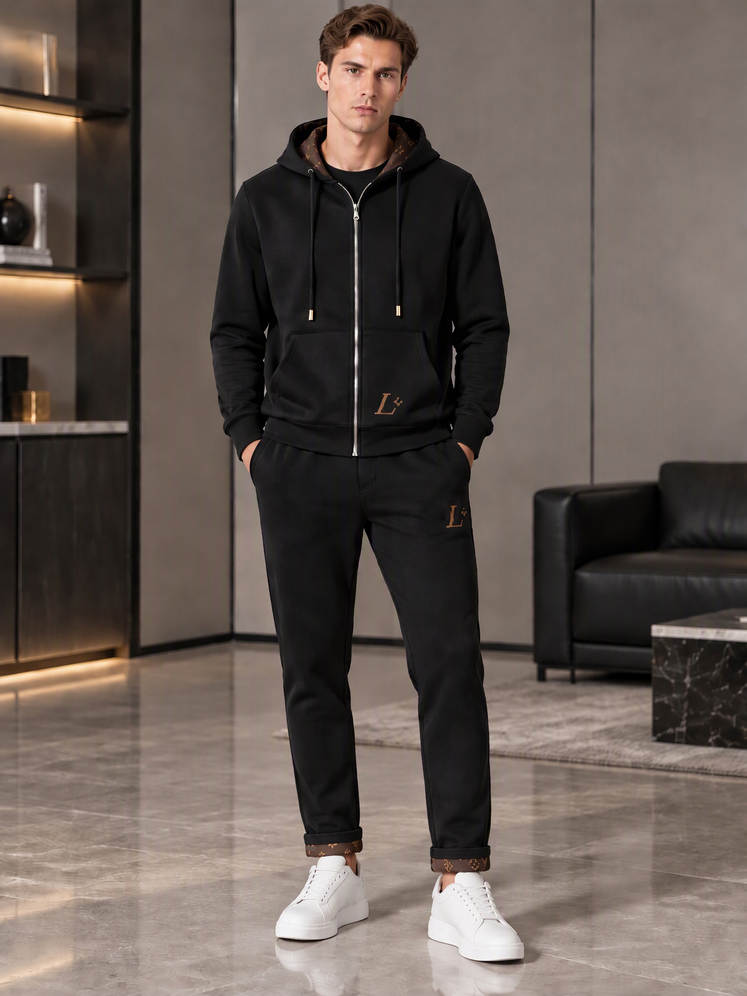 2027 New Arrival Designer Brand Men's Sportswear Autumn/Winter Letter Print & Embroidery Casual Men's Running Sets