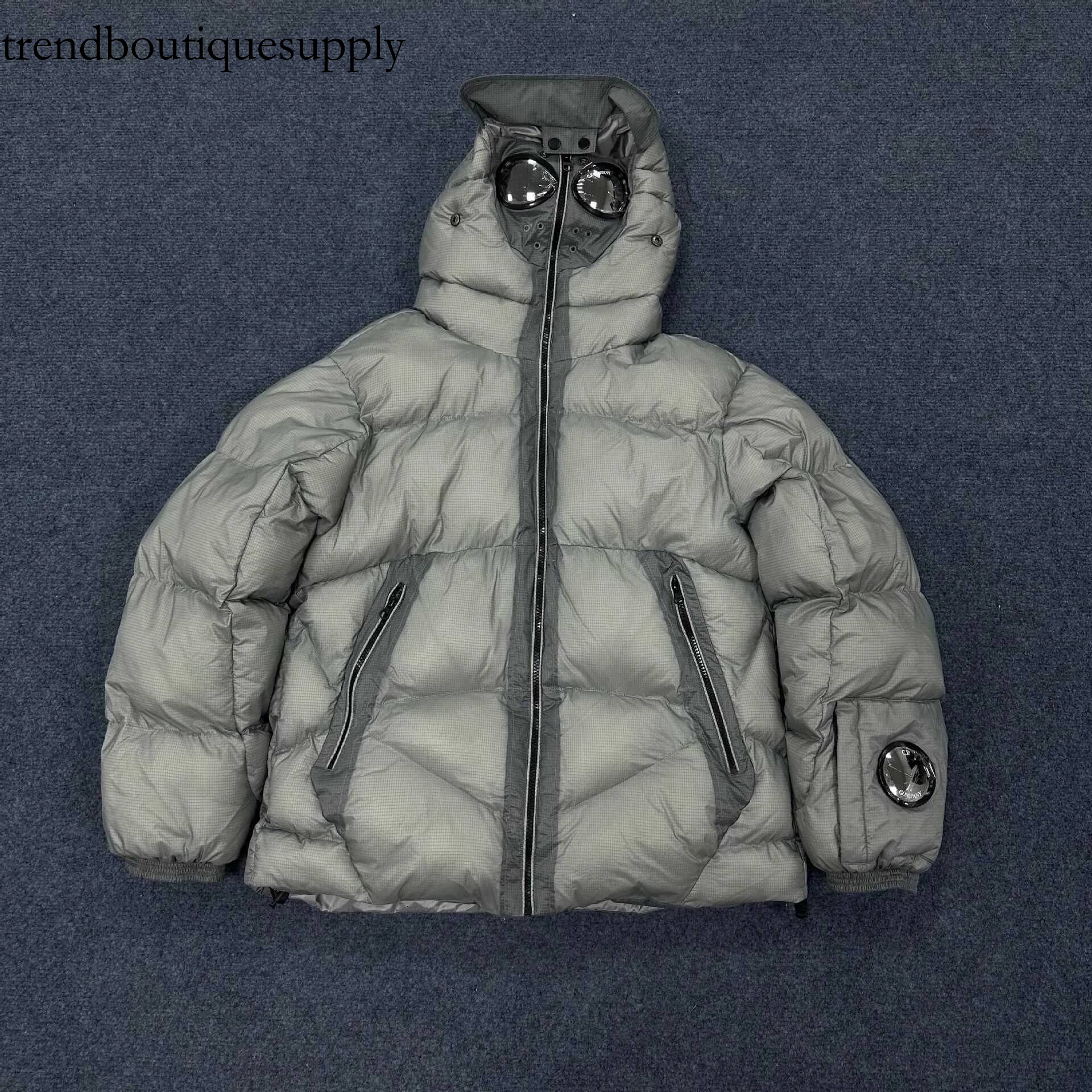 Designer Companyy Hooded Cotton Down Lens Glasses High Street Fashion Couple Style Streetwear Pullover Casual Coat for Autumn Winter f9b