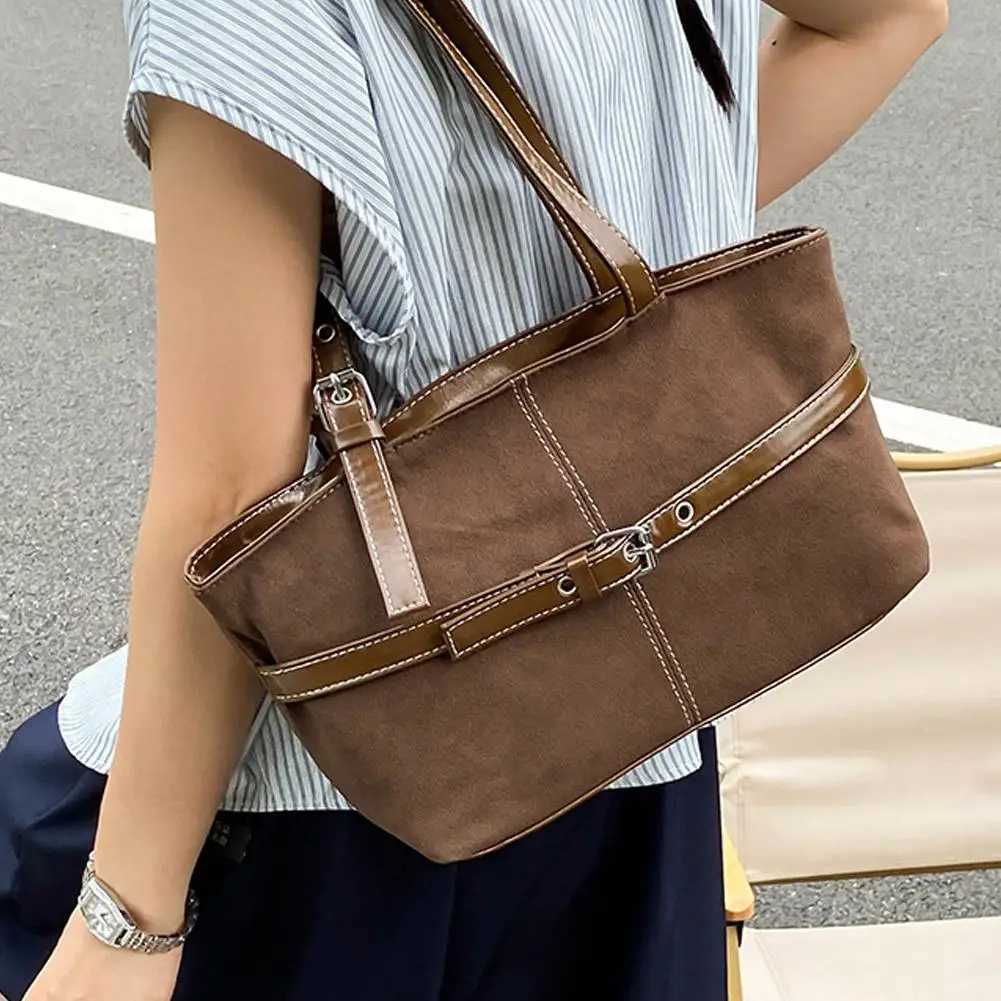 Totes Vintage Suede Shoulder Tote Bag For Women Large Capacity Commuter Bag Simple Casual Handbag Commute Daily Shopper Work Bag X261016