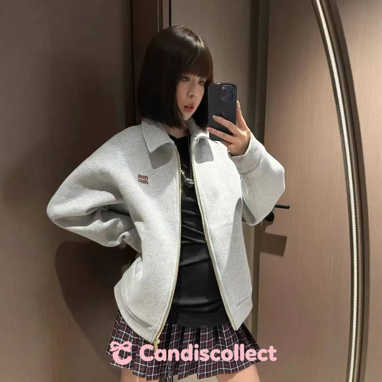 MM Jackets Designer Women Zipper Jacket Luxury Brand Set Of Spring And Autumn Leather Suede Plaid Top Long Sleeve Sweatshirt Jackets Preppy Street S