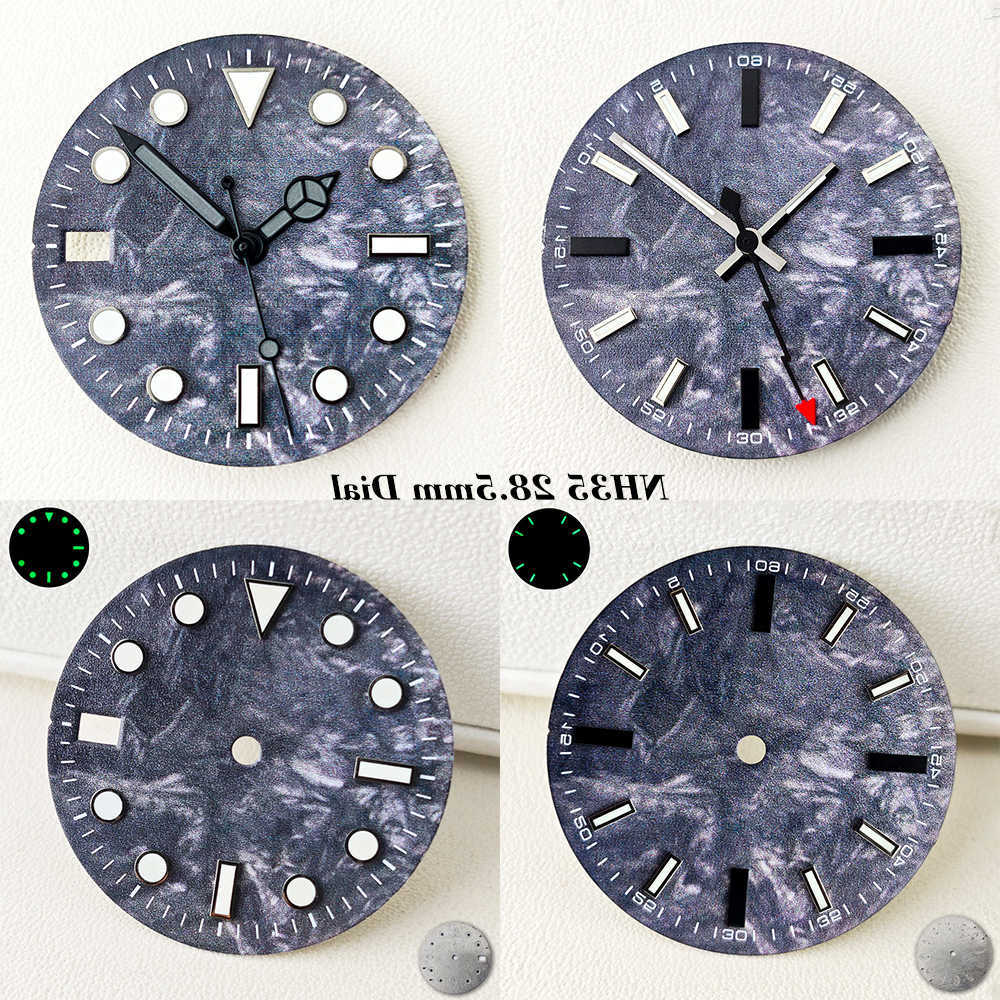 28.5mm NH35 Dial No Custom Green Luminous Dial Suitable for NH35 NH36 ment Printed Carbon Fiber Pattern Dial S261016HLP8