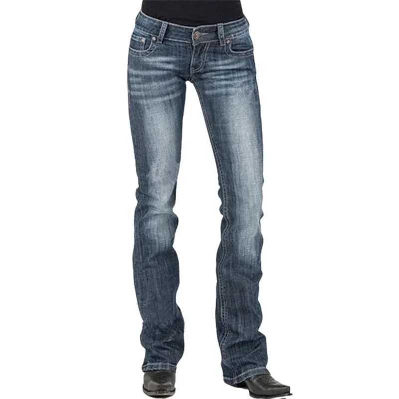 Men's Jeans Low-waisted Women Flared Jeans Fashion Vintage Whitish Blue Washable Denim Pants Slim Fit Trousers Female Chic Casual StreetwearT26