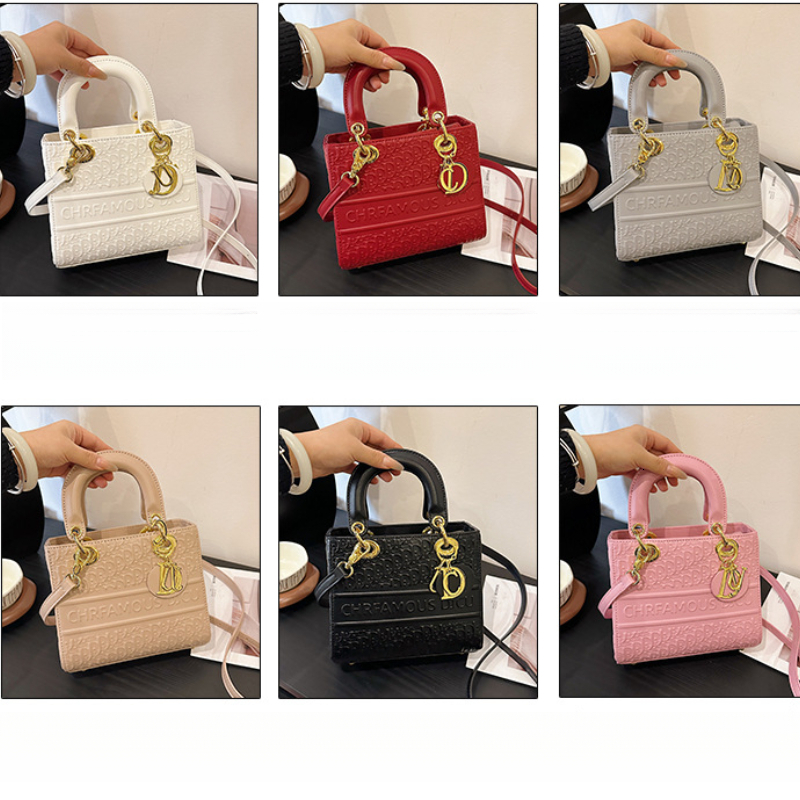 Designer DI Letter Women's Handbag, Women's Bag 2026 New European And American Fashion Embossed Letter Single Shoulder Cross Shoulder Conc