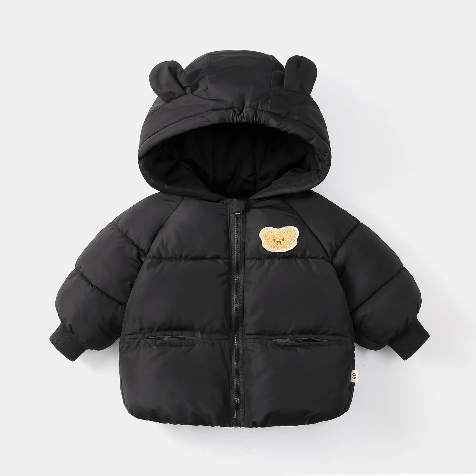 Baby Boys Girls Hooded Zipper Cartoon Bear Down Jackets Children's Winter Cotton-padded Thicken Warm Coat Outerwear 261015
