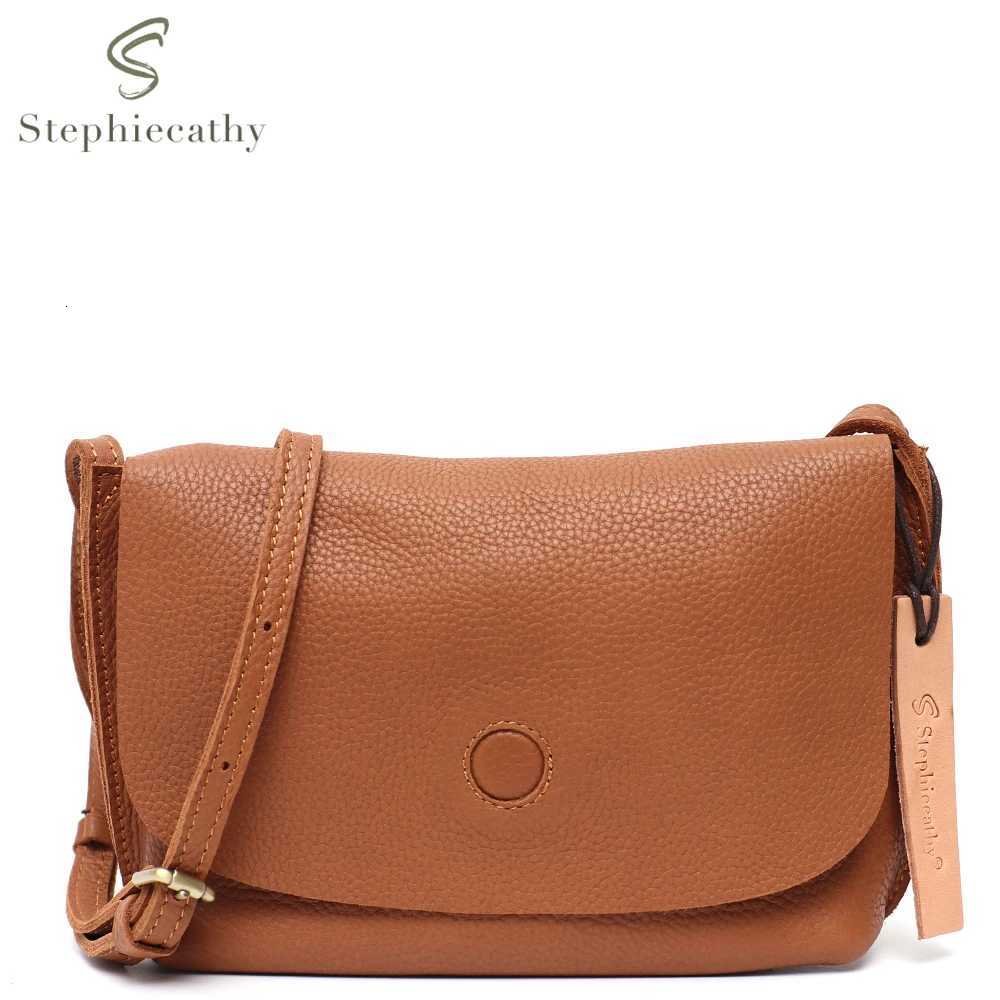 Shoulder Bags CR Soft Genuine Cowhide Leather Small Messenger Handbag For Women Vintage Flap Crossbody Sling Shoulder Purse For Daily Travel H261016