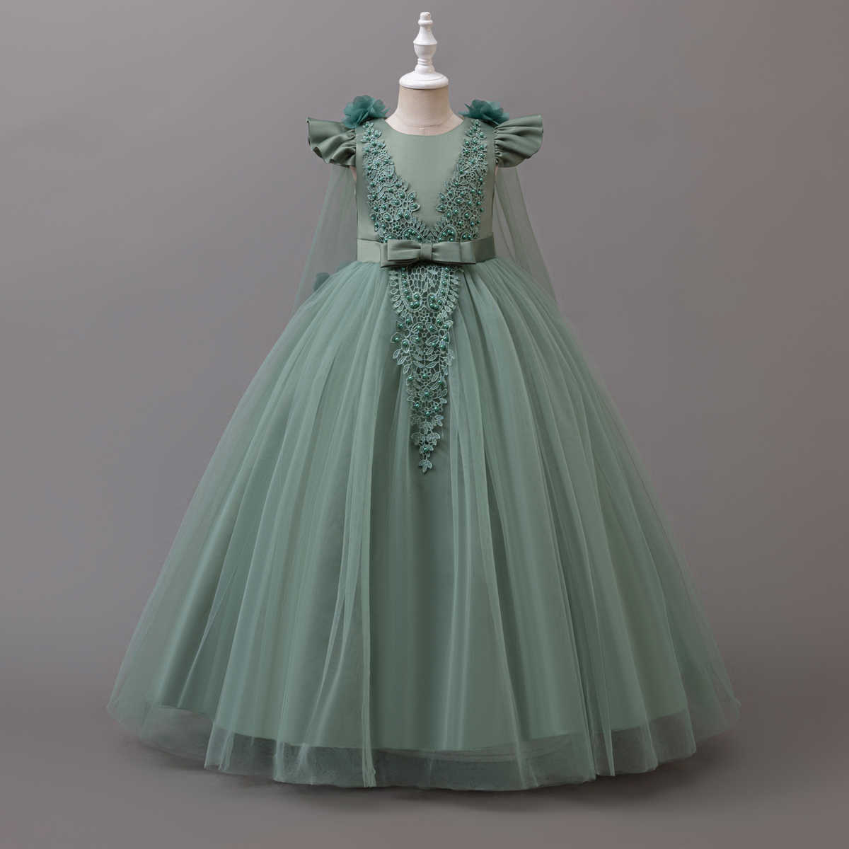 Long Teen Flower Bridesmaid Dresses For Girls Children Wedding Prom Gown Girl Party Dress Elegant Kids Communion Evening Clothes S261016GURX