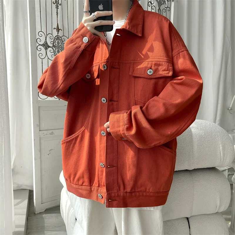 Black Men's Fashion Jackets Streetwear Red White Oversize Hole Jeans Jackets Men Plus Size Simplicity Light Weight Casual Denim Jacket Men N261